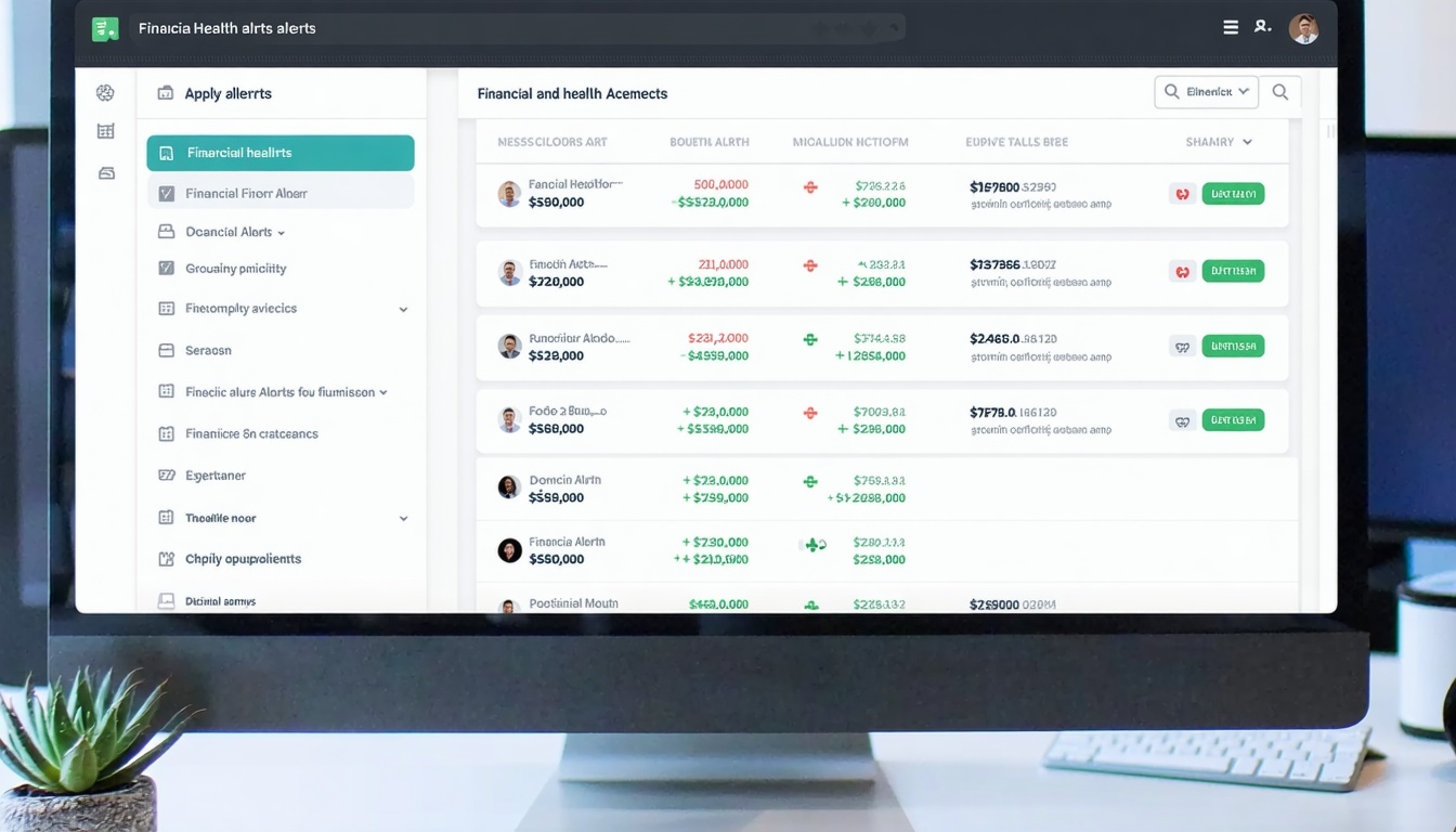 Overview of financial and health alerts within the ELM platform
